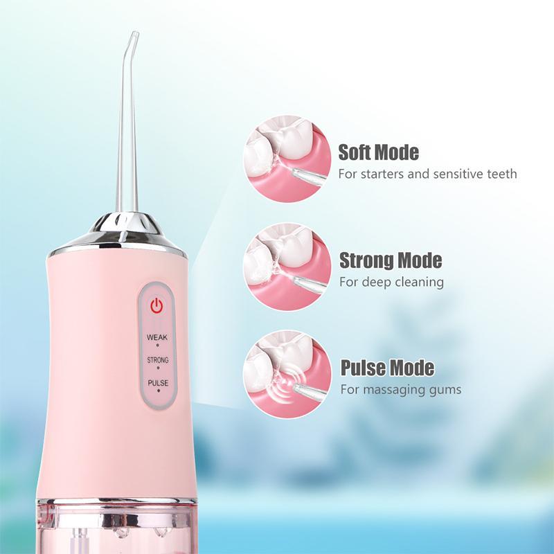 Electric Oral Irrigator for Christmas Gift, 1 Box Portable Rechargeable Water Flosser with 4 Counts Nozzles, Oral Irrigator for Home & Travel