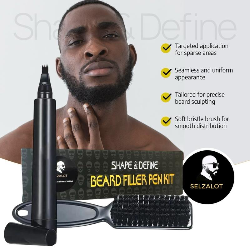 2 Pack Beard Filler Pen Kit Waterproof and Sweat Proof Barber Styling Pencil with Brush for Men Beard Grooming Accessories Comfort Smooth Haircare