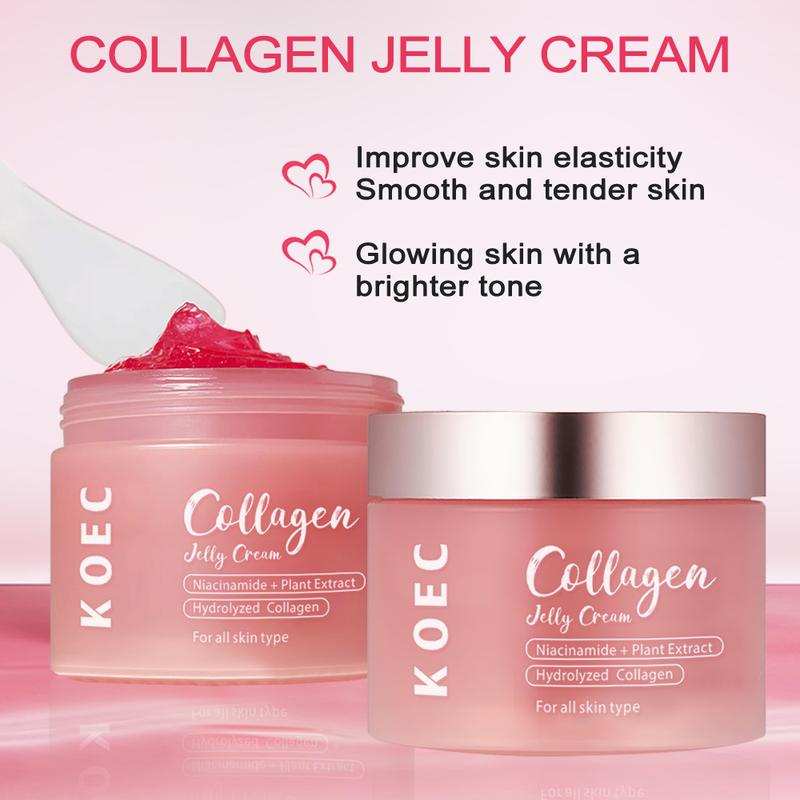 KOEC - Collagen Jelly Cream - Niacinamide & Freeze - Dried Hydrolyzed Collagen - Boosts skin's barrier hydration and gives 24h Glow & Lifted Look - No artificial color, Korean skincare (100 ML)