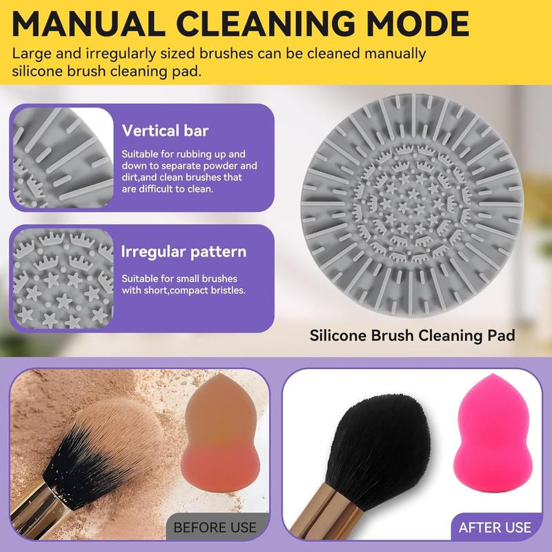 Electric Makeup Brush Cleaner, 3 in 1 Auto Spinning Makeup Brush Cleaning Tool, USB Makeup Brush Cleaner Tool with Makeup Brush Cleaning Mat, Christmas Gift