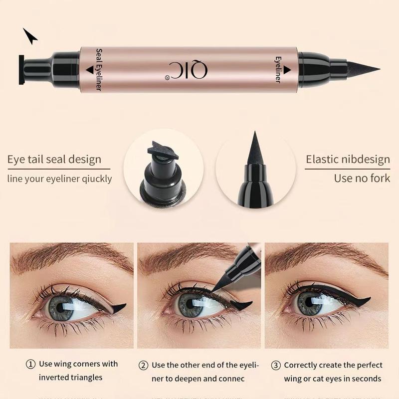 Double-ended Stamp Eyeliner Pen (5 Counts set), Long Lasting Color Eyeliner, Waterproof Eyeliner, Easy Coloring Eye Makeup Tool for Women & Girls