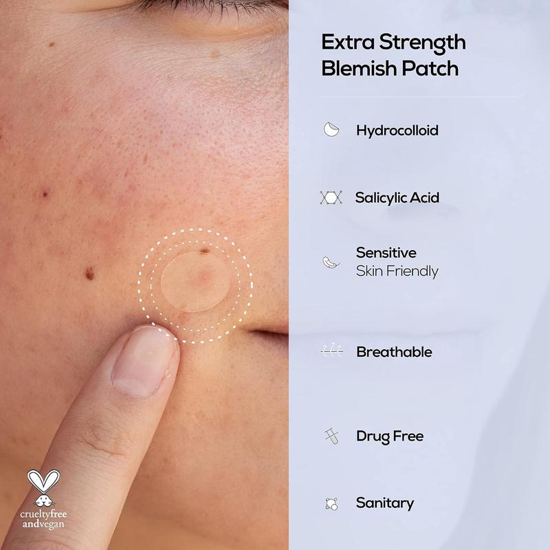 Extra Strength Hydrocolloid with Salicylic Acid | Blind Pimple Treatment | Korean Beauty & Cruelty-free & Vegan | 36 Patch Skincare Acne Skin Repair