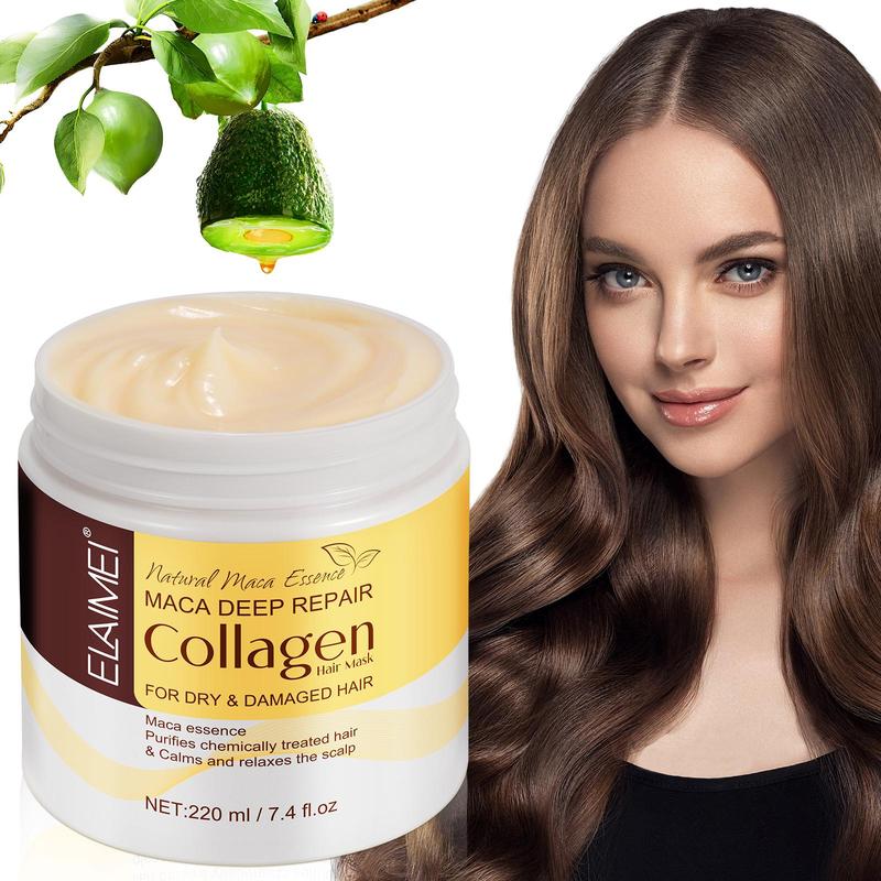 Collagen Hair Mask, Natural Shea Butter Hair Mask for Strengthening Hair, Moisturizing Hair Care Products for Dry & Frizzy Hair