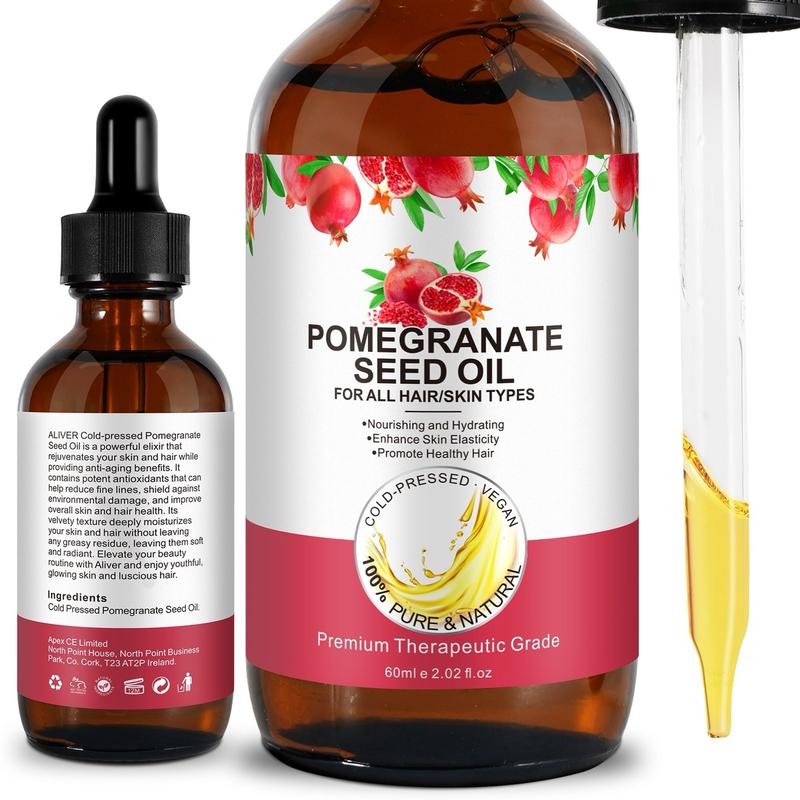 Pomegranate Seed Oil,  Pure Unrefined Cold Pressed Moisturizer for Hair Skin and Nails 2 oz