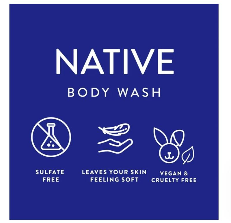 Native Body Wash, Sulfate Free, Sandalwood & Shea Butter, for Women and Men, 18 oz