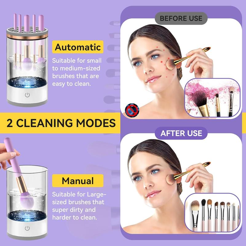 Electric Makeup Brush Cleaner, 3 in 1 Auto Spinning Makeup Brush Cleaning Tool, USB Makeup Brush Cleaner Tool with Makeup Brush Cleaning Mat, Christmas Gift