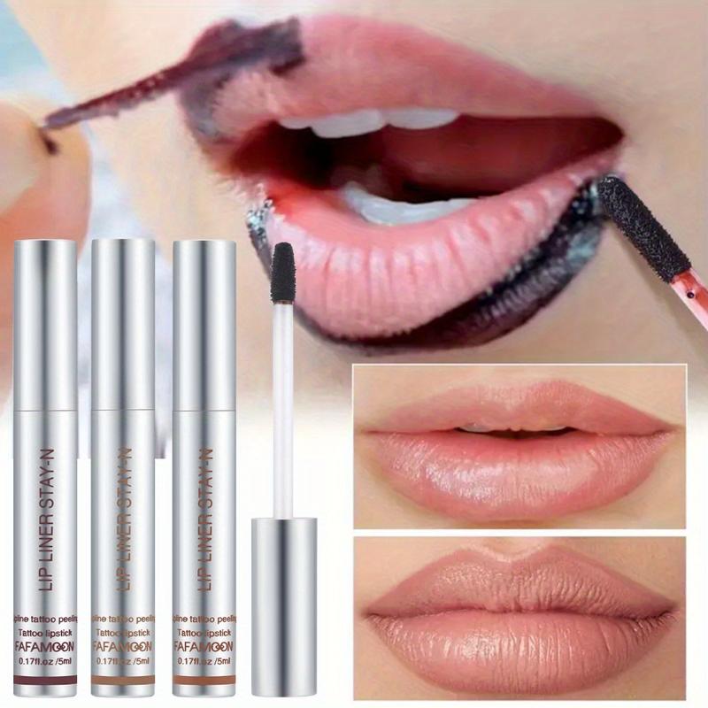 3PCS Peel Off Lip Liner Tattoo Pen Set, Long-lasting Hyaluronic Acid Infused Lip Stain, Waterproof & Smudge-proof Peel Off Lip Liner Stain, Peel Off Lipstick, Natural Lip Definition, Perfect Valentine's Day Gift, Gift For Mom Girls, Halloween Gift