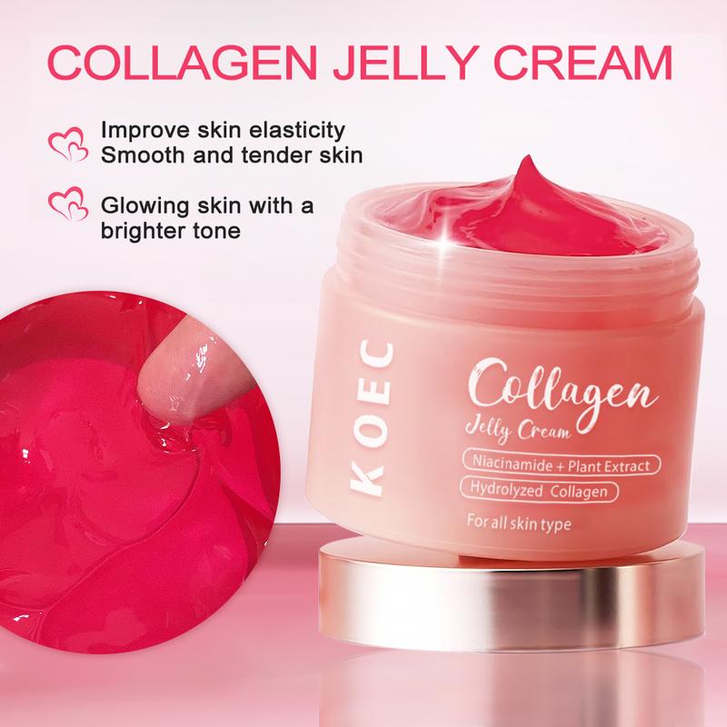 KOEC - Collagen Jelly Cream - Niacinamide & Freeze - Dried Hydrolyzed Collagen - Boosts skin's barrier hydration and gives 24h Glow & Lifted Look - No artificial color, Korean skincare (100 ML)