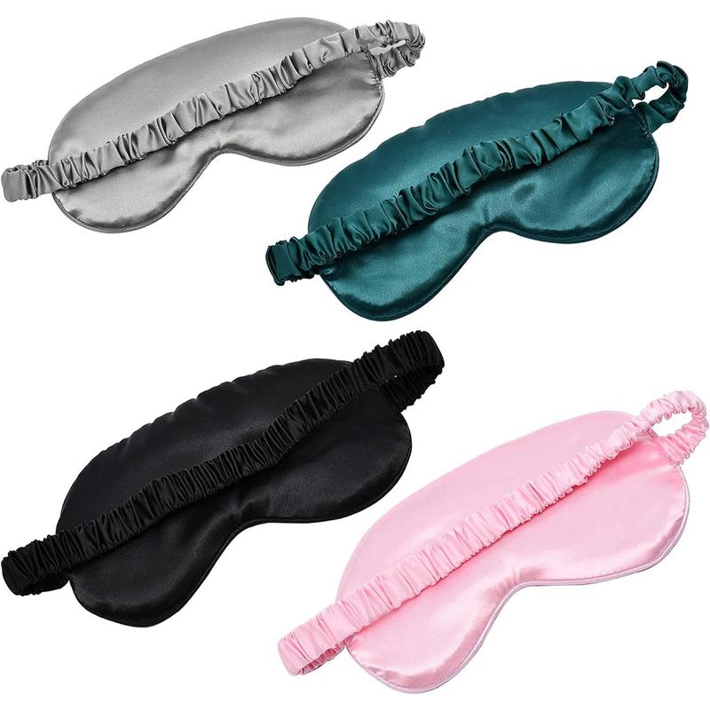 Sleep Mask 4 Pack Silk Eye Cover Soft Satin Blindfold Elastic Strap Night Eyeshade Travel Nap for Women Men