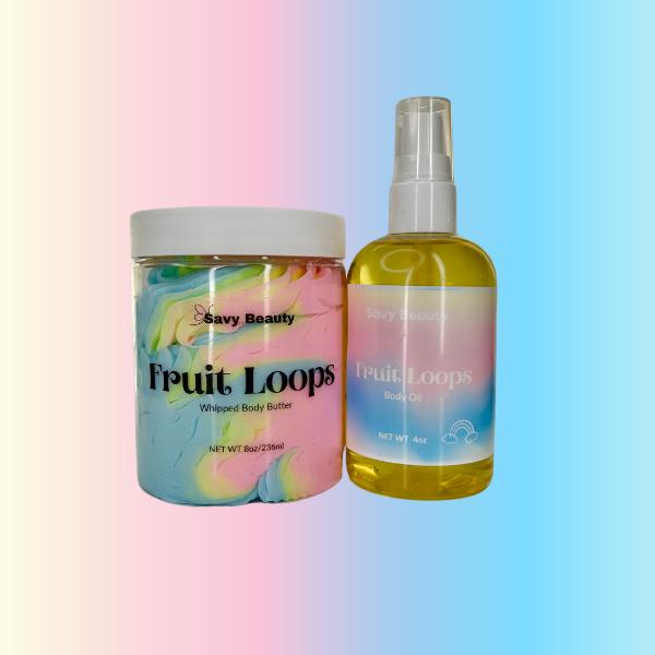 Fruit Loops- Whipped Body Butter & Body Oil Skincare Bundle- Moisturizing & Hydrating