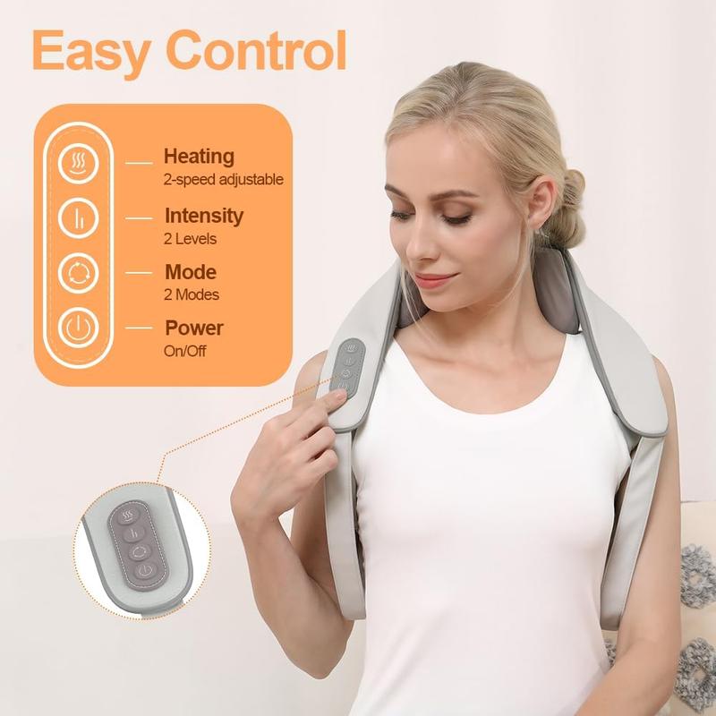 Neck and Shoulder Massager, Wireless PortableMassager,6th Generation Shiatsu Back Shoulderand Neck Massager, Deep Tissue Pain Relief,Deep Neck and Shoulder Pain Relief, ComfortBest Gift