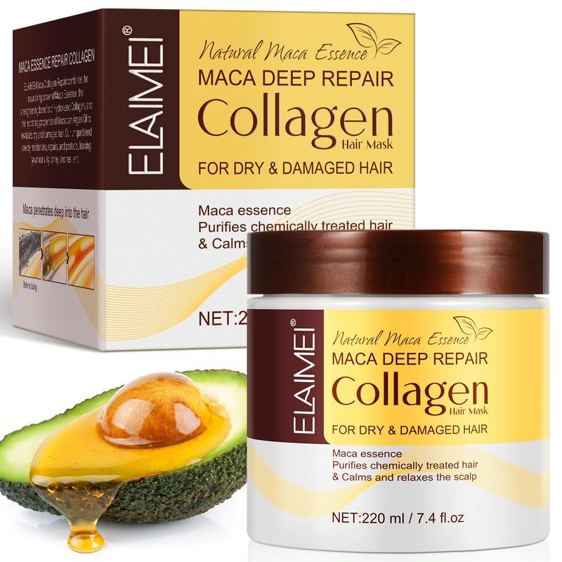 Collagen Hair Mask, Natural Shea Butter Hair Mask for Strengthening Hair, Moisturizing Hair Care Products for Dry & Frizzy Hair