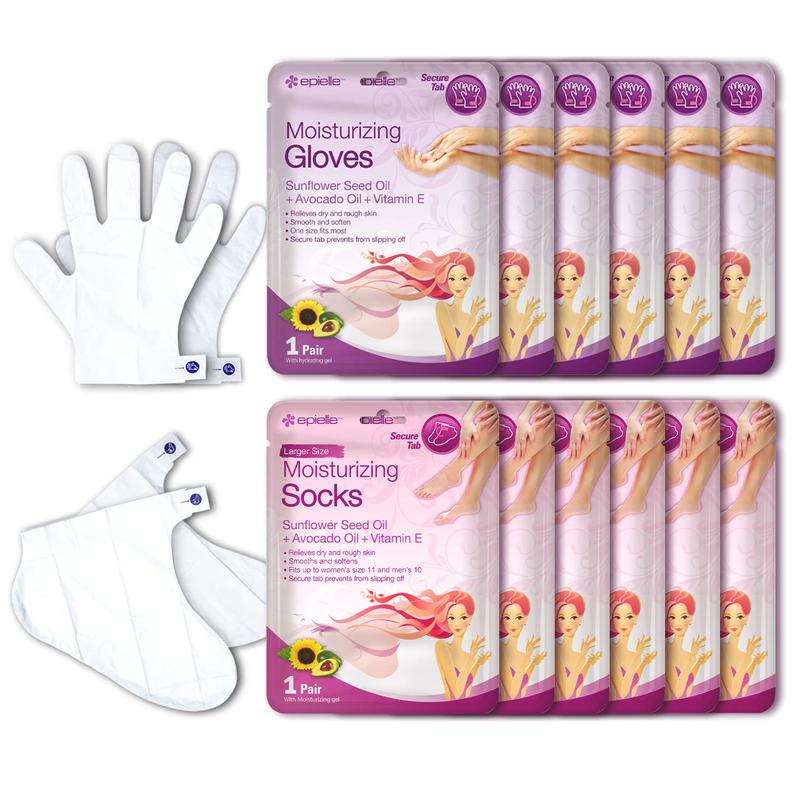 Moisturizing Hand & Foot Masks (Glove & Socks 12pk) for Dry Hand, Dry & Cracked Heel Spa Masks, Mothers Day Gifts