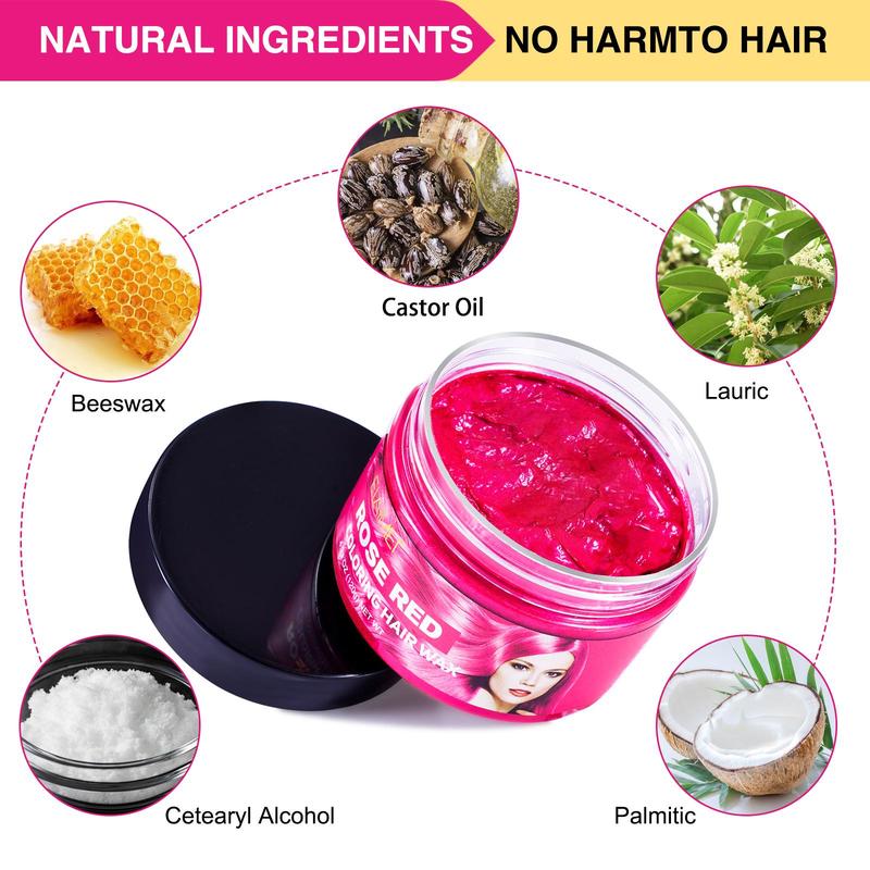 Hair Wax with Safe and Harmless Ingredients, 1 Count DIY Temporary Hair Dye, Natural Color Retention, Suitable for Daily Parties, Cosplay, Concerts