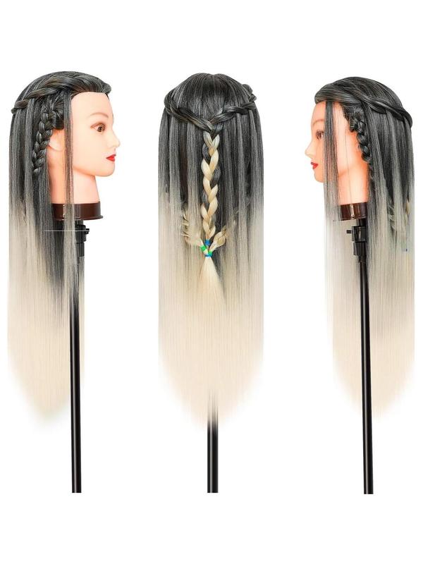 28 Inch Long Hairdresser Styling Head, Model Head Mannequin Head Training Head with Free Clamp & DIY Braiding Tools Set, Hair Styling Head for Girls