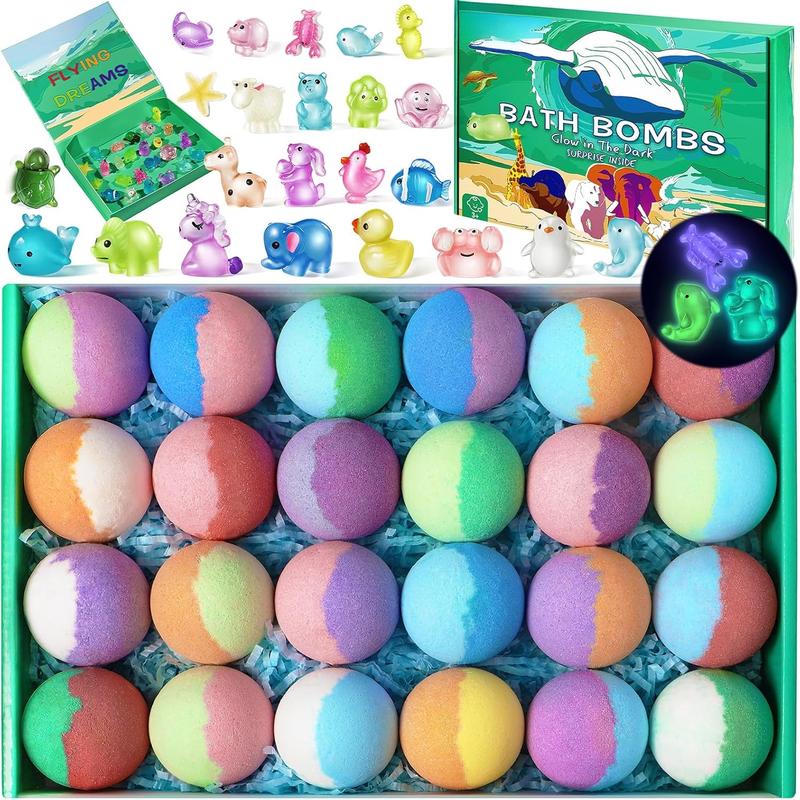 Bath Bombs for  with Toys Inside - 24 Pack  Bath Bombs with Glow in The Dark Bath Toys Inside,   Bubble Bath Fizzy Bath Bombs for Girls Boys, Birthday Gifts for