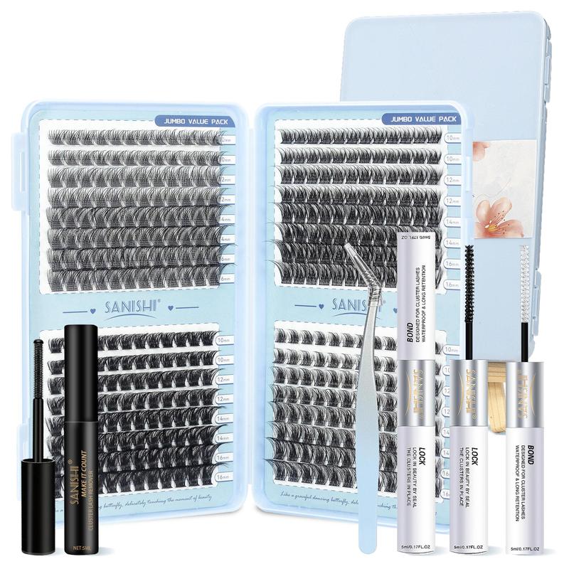 Self Grafting False Eyelashes Extension Kit, 1 Set Individual False Eyelashes with Bond & Seal & Glue Remover & Tweezers, Eyelash Extensions Kit, Lash Clusters Kit, Cosmetic Products, Makeup Products