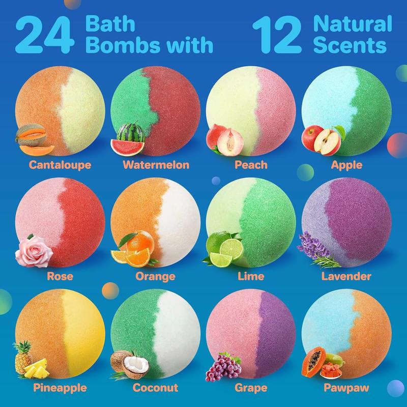 Bath Bombs for  with Toys Inside - 24 Pack  Bath Bombs with Glow in The Dark Bath Toys Inside,   Bubble Bath Fizzy Bath Bombs for Girls Boys, Birthday Gifts for