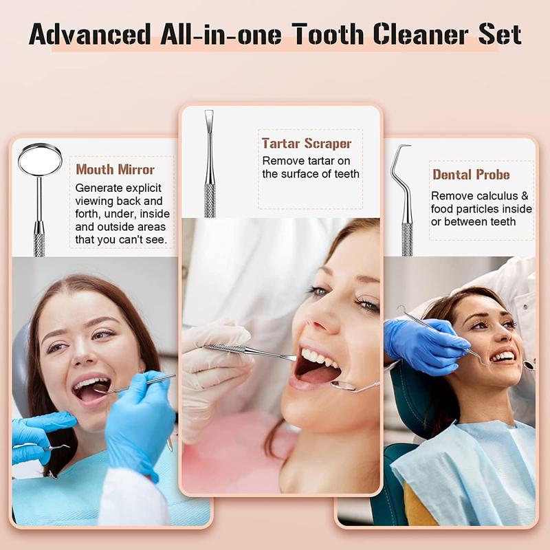 Portable Electric Teeth Cleaner Set, Rechargeable Teeth Polisher with LED Light & 4 Counts Dental Tools, Oral Irrigator for Home & Travel