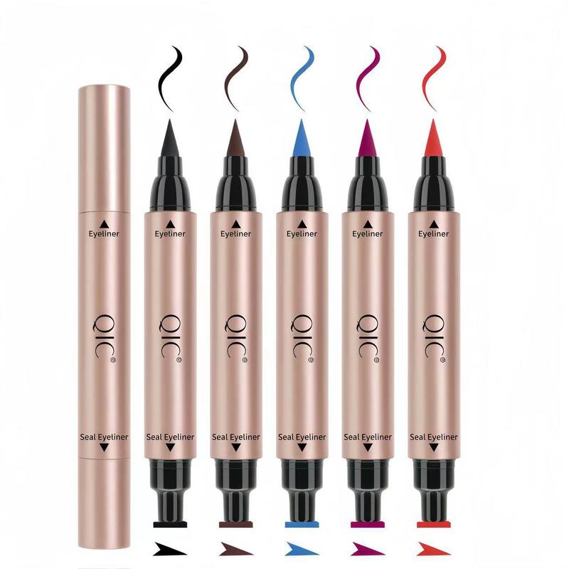 Double-ended Stamp Eyeliner Pen (5 Counts set), Long Lasting Color Eyeliner, Waterproof Eyeliner, Easy Coloring Eye Makeup Tool for Women & Girls