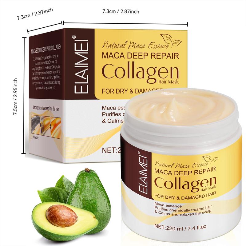 Collagen Hair Mask, Natural Shea Butter Hair Mask for Strengthening Hair, Moisturizing Hair Care Products for Dry & Frizzy Hair