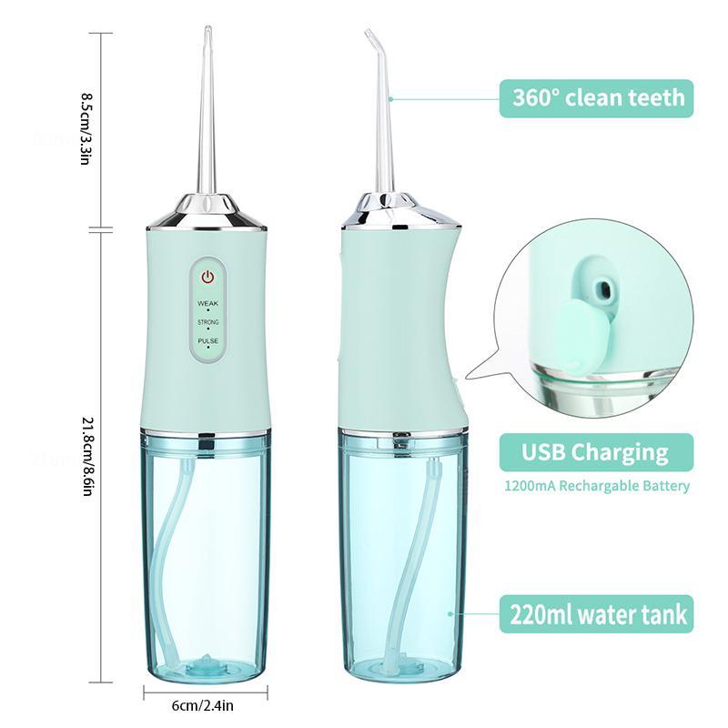 Electric Oral Irrigator for Christmas Gift, 1 Box Portable Rechargeable Water Flosser with 4 Counts Nozzles, Oral Irrigator for Home & Travel