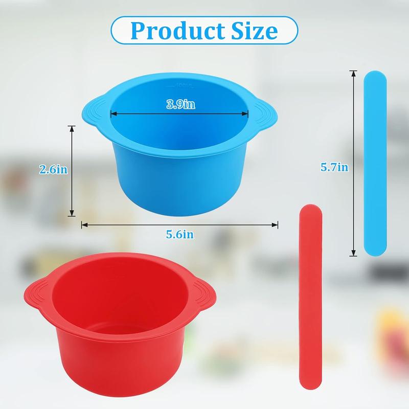 2 Pack Silicone Wax Pot Liners - Compatible with 16oz Electric Waxing Kits, Reusable Bowls with 2 Spatulas for Hair Removal