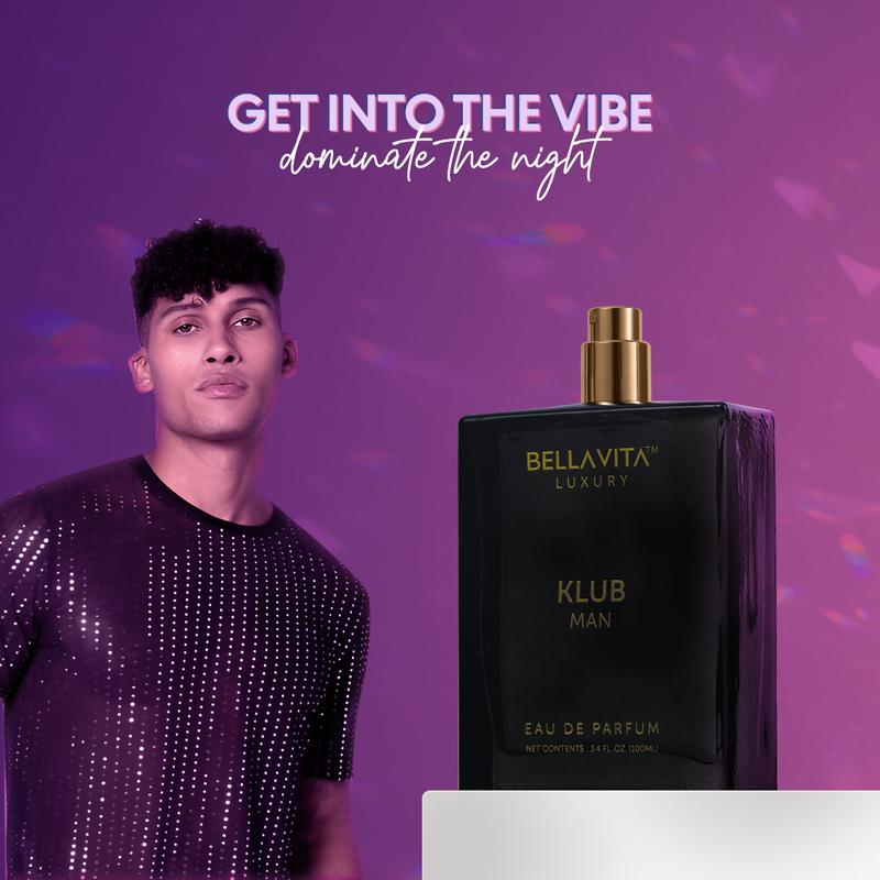 BellaVita Luxury's KLUB Man |  Eau De Parfum | Lemon, Birch & Musk | Long Lasting | Perfume for Men | Vegan Perfume | 100ml 3.3 Fl.oz