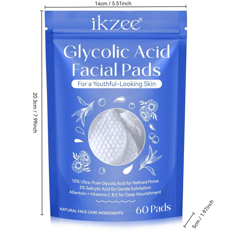 Glycolic Acid Facial Pads, 2 Bags Facial Cleansing Wipes, Alcohol Free Facial Acne Treatment Pads, Smooth Application