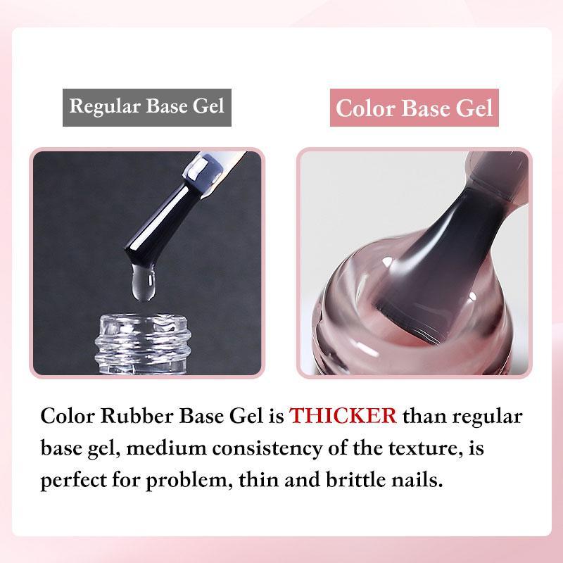 Self-leveling Rubber Base Gel Nail Polish, 2pcs set Rubber Building Base Dry Under UV Lamp for Short Extension, Nail Art & Nail Polish for Women & Girls, Color Base Gel