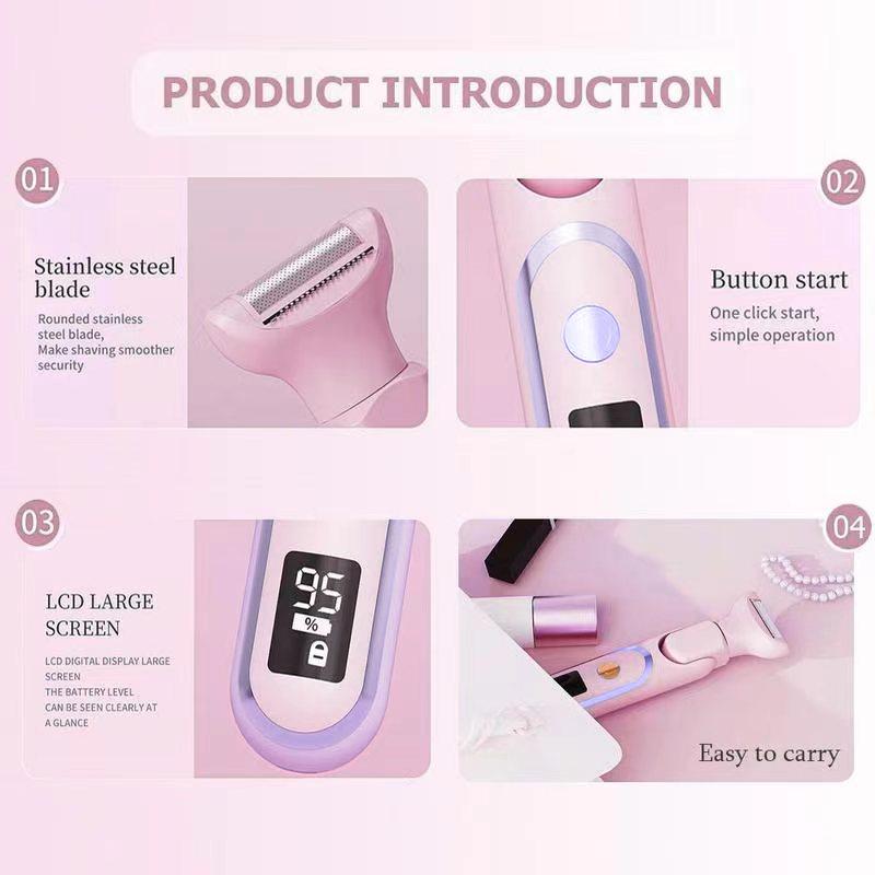 5 in 1 Electric Body Hair Remover, 1 Set Rechargeable Hair Shaver & Accessories, Wet & Dry Use Body Hair Trimmer for Women