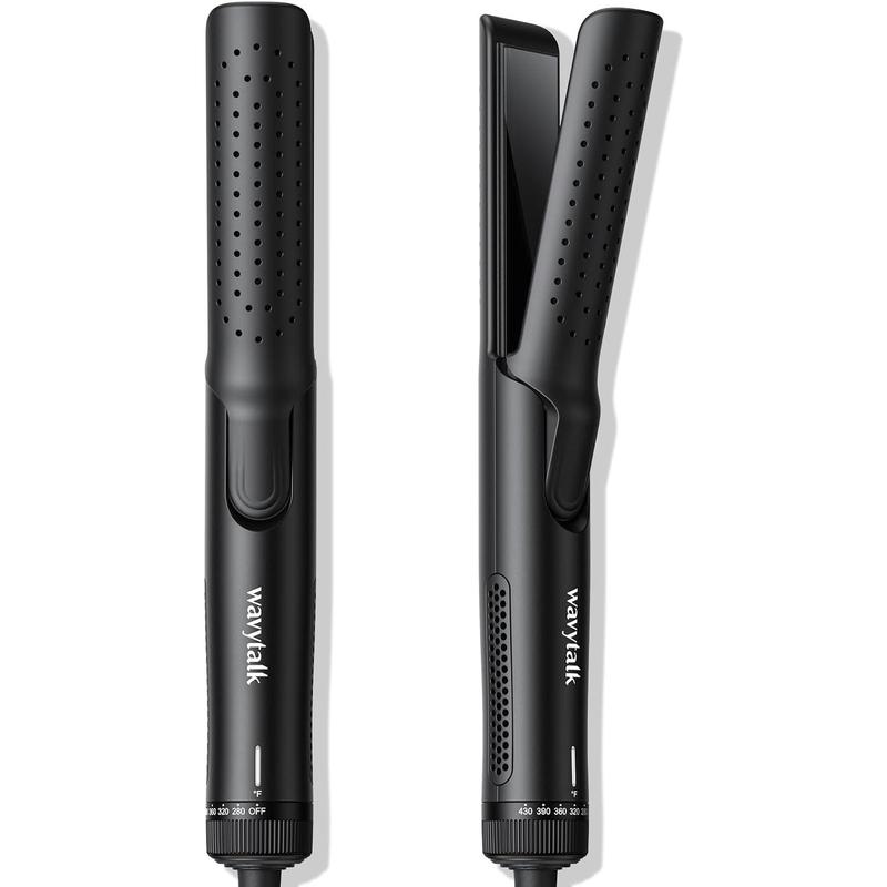 1 Inch Curling Iron, Airflow Styler with 360° Cooling Air to Lock in Curls Quicker, Hair Straightener and Curler 2 in 1 for All Hair Types, Black Comfort Adjustable Flawless