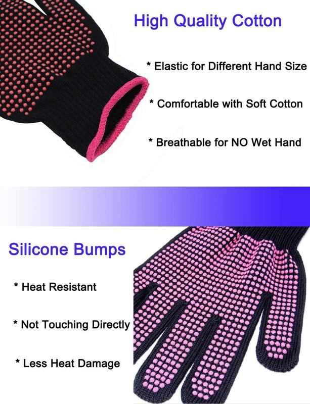 Heat Resistant Glove with Heat Resistant Mat for Curling Iron, Hair Straightener, Flat Irons,  Bump Glove, 9