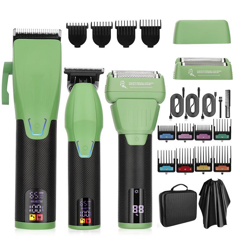 Professional Hair Clipper Set, 1 Set Cordless Hair Trimmer & Shaver & Accessories, Low Noise Barber Clippers, Perfect for Men