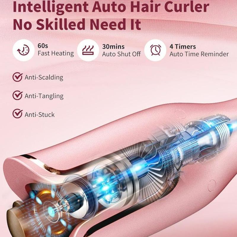 Automatic Rotating Curling Iron, Portable Electric Hair Curler, Negative Ion Curling Iron, Hair Styling Tool for Home & Travel