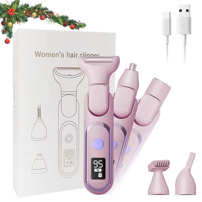 5 in 1 Electric Body Hair Remover, 1 Set Rechargeable Hair Shaver & Accessories, Wet & Dry Use Body Hair Trimmer for Women