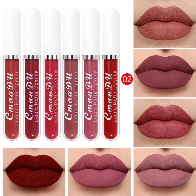 Long Lasting Matte Liquid Lipstick (6 Counts set), Moisturizing Non-stick Cup Lip Gloss, For All Occasions Lip Makeup