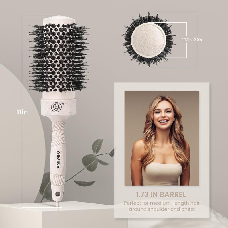 AIMIKE Round Brush for Blow Drying, Medium Round Hair Brush with Nano Thermal Ceramic Tech, Round Barrel Brush for Blow Out Volume, Roller Brush for Hair Styling, Curling Haircare Heatless Comfort