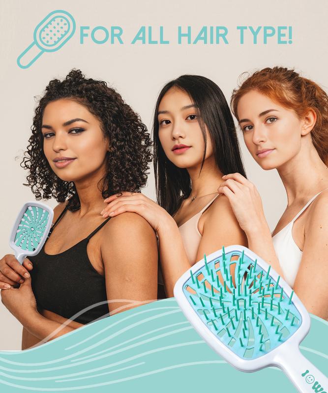 Detangler Hair Brush for Wet Dry Hair, Anti-Breakage Anti-Static Bristle Vented Hair Brush Plus for Curly Hair Fine Fragile Hair, Mini Travel Wet Detangling Brush Hair Care Tools for Women Men