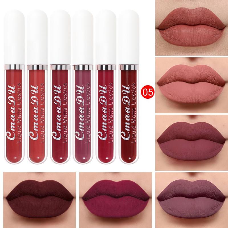 Long Lasting Matte Liquid Lipstick (6 Counts set), Moisturizing Non-stick Cup Lip Gloss, For All Occasions Lip Makeup