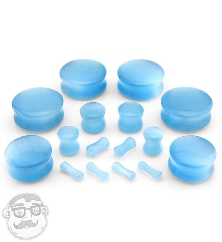 Aqua Cat's Eye Glass Plugs