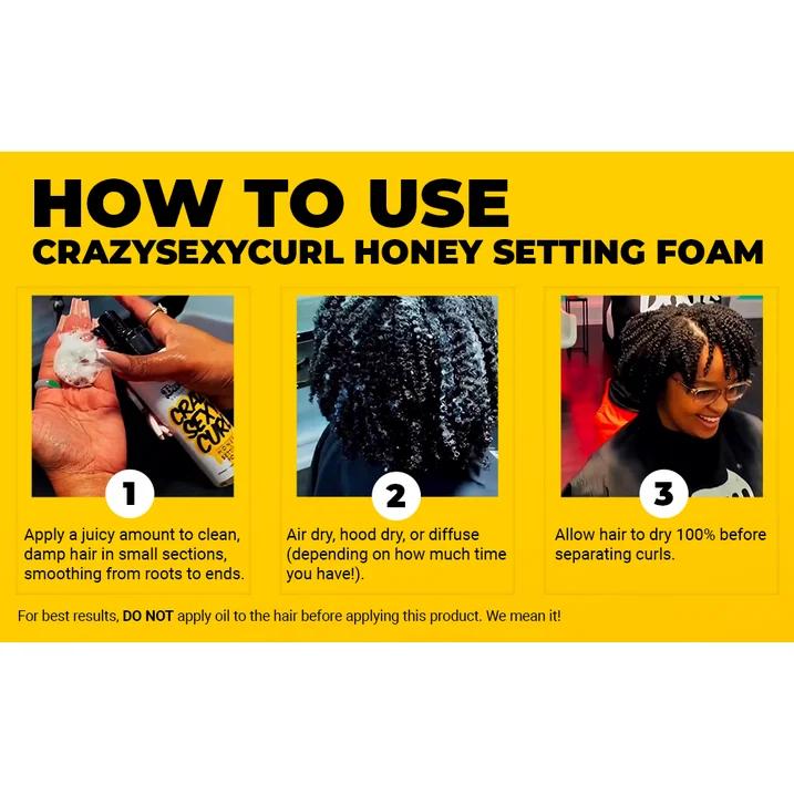 The Doux Bee Girl Crazy-Sexy-Curl Honey Setting Foam 7 oz., For All Hair Types - Frizzy Hair, Moisturizing, Gel Haircare Repairing