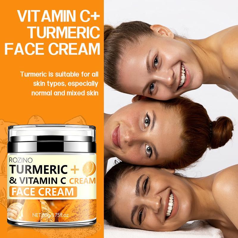 Turmeric + Vitamin C Moisturizing Face Cream, Deeply Moisturize, Tighten, Smooth and Improve Facial Skin, Leaving Skin Firm, Delicate and Elastic, Skincare Product, Christmas, Christmas Gift