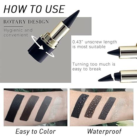 4PCS Gel Eyeliner Pencil Set in Black, Brown, Silver,and Gray Waterproof & Smudge-Proof Cream for Stunning Smokey Eyes and Versatile Lipliner Cosmetic