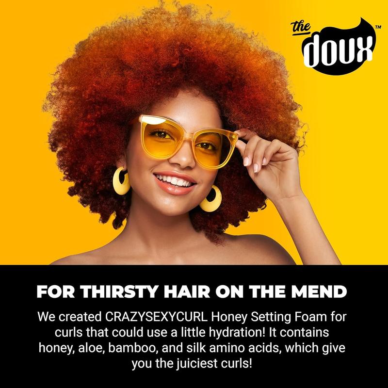 The Doux Bee Girl Crazy-Sexy-Curl Honey Setting Foam 7 oz., For All Hair Types - Frizzy Hair, Moisturizing, Gel Haircare Repairing