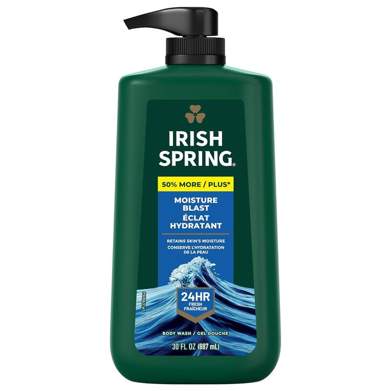 Irish Spring Moisture Blast Mens Body Wash, 30 Oz Pump Bottle - Feel Fresh All Day - Cleansing, Body Care, Skin Repair