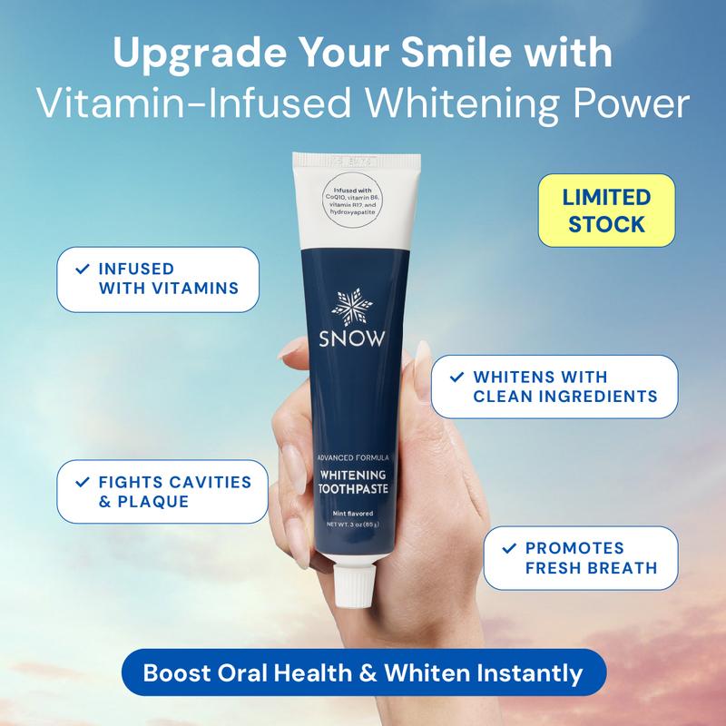 SNOW Vitamin Infused Whitening Toothpaste | Formulated with Hydroxyapatite, CoQ10, Vitamins B12 and B6 | Teeth Whitening Toothpaste | Lavender Flavor