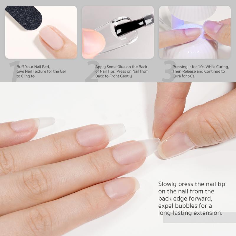 GAOY 2Pcs 16ml Gel Nail Glue, Glue Gel for Acrylic Nails Tips, 2 in 1 Nail Glue and Base Gel, Nail Lamp Needed