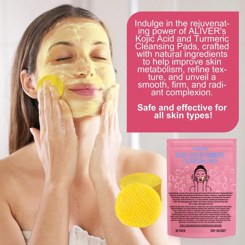 [$17.99 Get 2 Pack] Turmeric Cleansing Exfoliating Pads Facial Cleansing Skincare, cleansing, skin care, cleansing Turmeric Comfort Cleanser Turmeric Kojic Acid Cleansing Exfoliating Pads Facial Cleansing Foaming Skincare Organic Gentle Smooth Acrylic