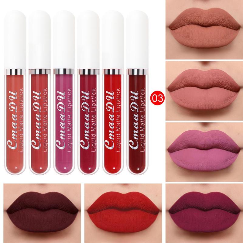 Long Lasting Matte Liquid Lipstick (6 Counts set), Moisturizing Non-stick Cup Lip Gloss, For All Occasions Lip Makeup